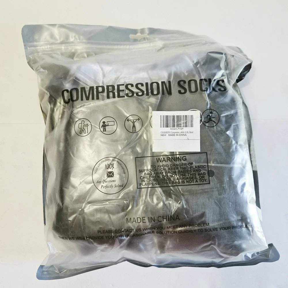 Men's Multicolor Ankle Compression Socks L/XL Black 6 pack NEW!
